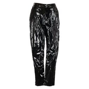 PrettyLittleThing Women's Black Vegan Patent Leather Pants, S